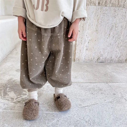 -キッズ みずたま コーデュロイ ルーズ パンツ バルーン ジョガーパンツ - mamahalo shop - ロングパンツ・スウェットパンツ - べビー服 - 子供服 - 男の子 - 女の子