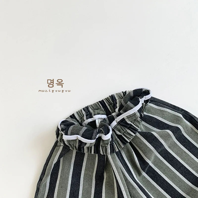 -キッズパンツ ストライプルーズロングワイドパンツ - mamahalo shop - ロングパンツ・スウェットパンツ - べビー服 - 子供服 - 男の子 - 女の子