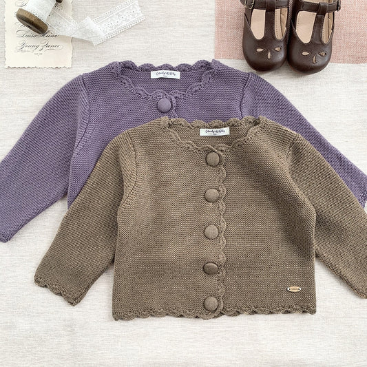 -ベビー キッズ くるみボタン ニット カーディガン ジャケット ガールズ - mamahalo shop - カーディガン・パーカー - べビー服 - 子供服 - 男の子 - 女の子