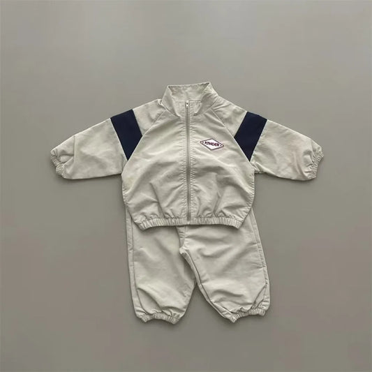 -キッズセットアップ 2点セット スタンドカラージッパーウィンドブレーカー+ロングパンツ スポーツセット3カラー - mamahalo shop - 長袖セットアップ - べビー服 - 子供服 - 男の子 - 女の子
