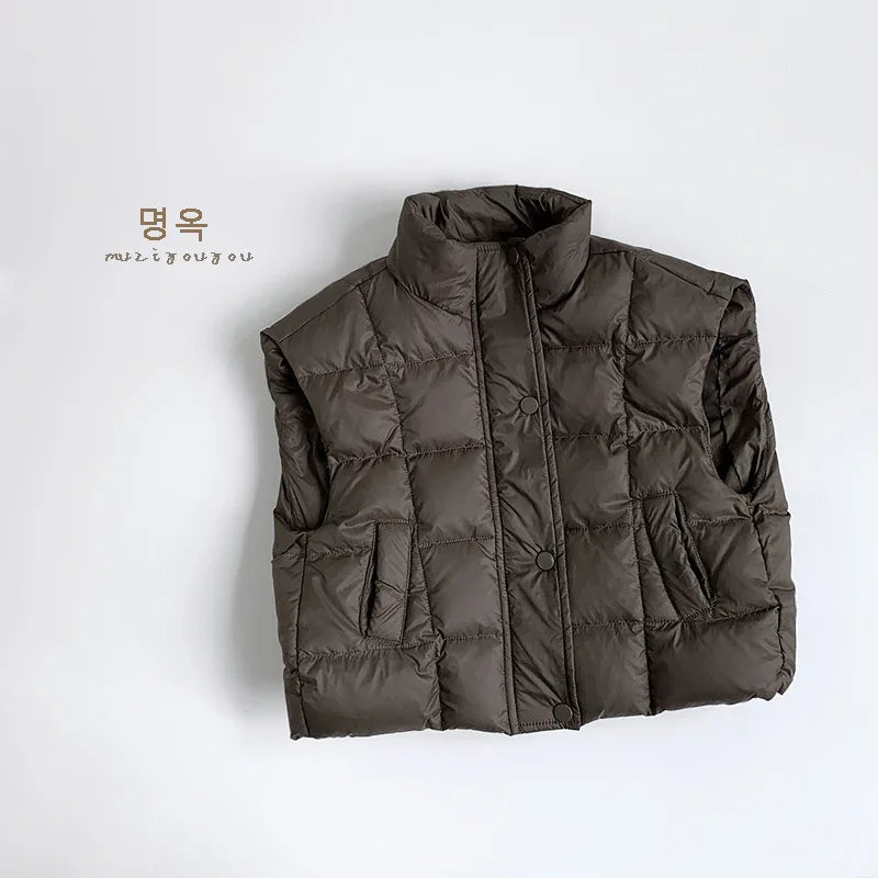 -キッズベスト キルティングスタンドカラーアウターベスト - mamahalo shop - ベスト - べビー服 - 子供服 - 男の子 - 女の子