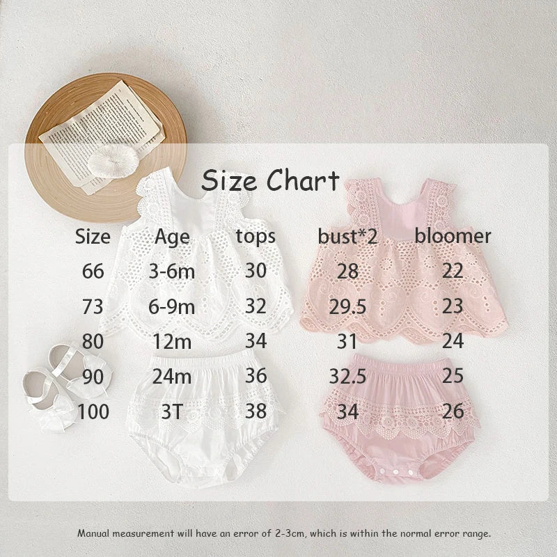 -ベビーセットアップ 2点セット レース ノースリーブブラウス+ブルマパンツ 2カラー【mh0006523】 - mamahalo shop - ノースリーブセットアップ - べビー服 - 子供服 - 男の子 - 女の子