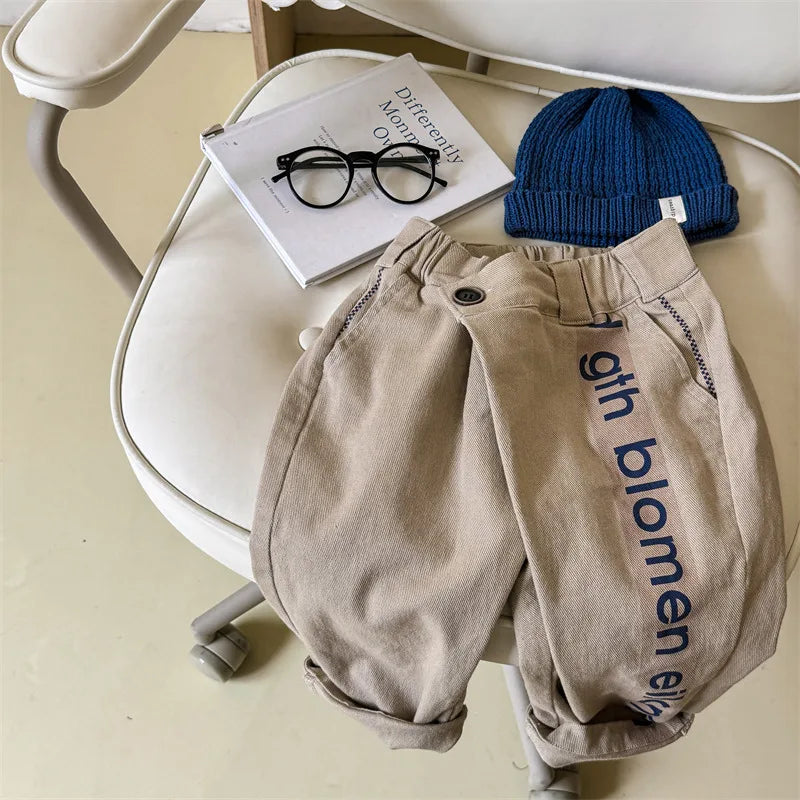 -キッズパンツ ルーズロングパンツ レターロゴサイドライン 2カラー - mamahalo shop - ロングパンツ・スウェットパンツ - べビー服 - 子供服 - 男の子 - 女の子