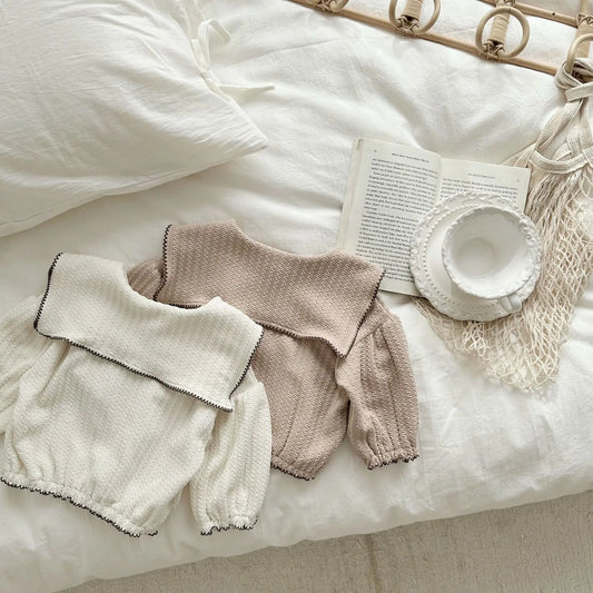 -ベビーカーディガン ビッグ襟 パフスリーブジャケット 2カラー - mamahalo shop - カーディガン・パーカー - べビー服 - 子供服 - 男の子 - 女の子