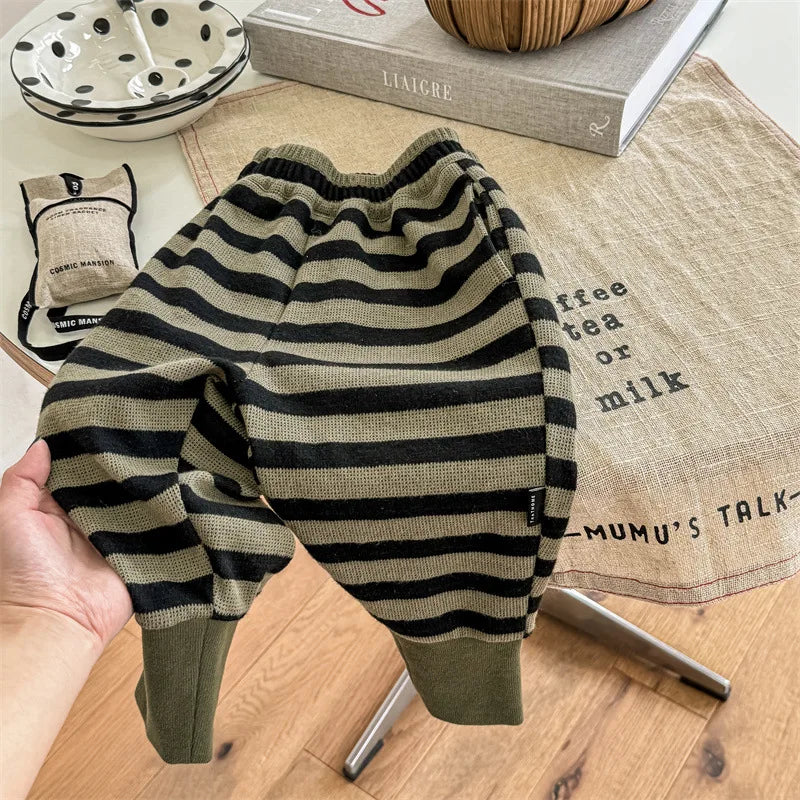 -キッズパンツ ボーダー スウェットパンツ ジョガーパンツ 2カラー【mh0004837】 - mamahalo shop - ロングパンツ・スウェットパンツ - べビー服 - 子供服 - 男の子 - 女の子