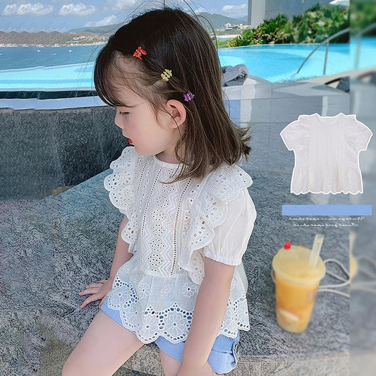 -キッズトップス 半袖レースチュニックブラウス【mh0005679】 - mamahalo shop - 半袖シャツ・ブラウス - べビー服 - 子供服 - 男の子 - 女の子