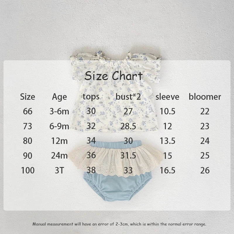 -ベビーセットアップ 2点セット 半袖ブラウス+レースフリルブルマパンツ【mh0006522】 - mamahalo shop - 半袖セットアップ - べビー服 - 子供服 - 男の子 - 女の子