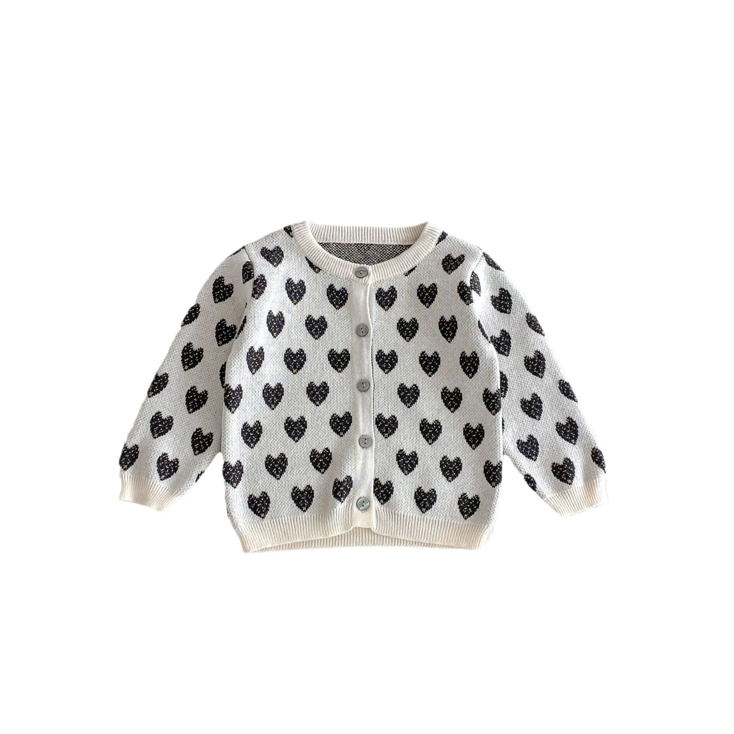 -キッズカーディガン ニットジャケット ハート ベージュ【mh0006637】 - mamahalo shop - カーディガン・パーカー - べビー服 - 子供服 - 男の子 - 女の子