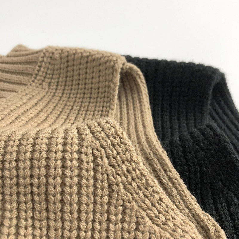 -キッズ服 ニット ベスト Vネック ざっくり ルーズ シンプル ベーシック カーキ 黒 2色 男の子 - mamahalo shop - ベスト - べビー服 - 子供服 - 男の子 - 女の子