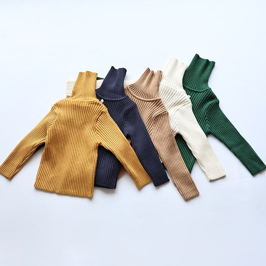 -キッズ服 タートルネック カットソー セーター ニット シンプル ベーシック 無地 5色 男の子【mh0002793】 - mamahalo shop - ニット・セーター - べビー服 - 子供服 - 男の子 - 女の子