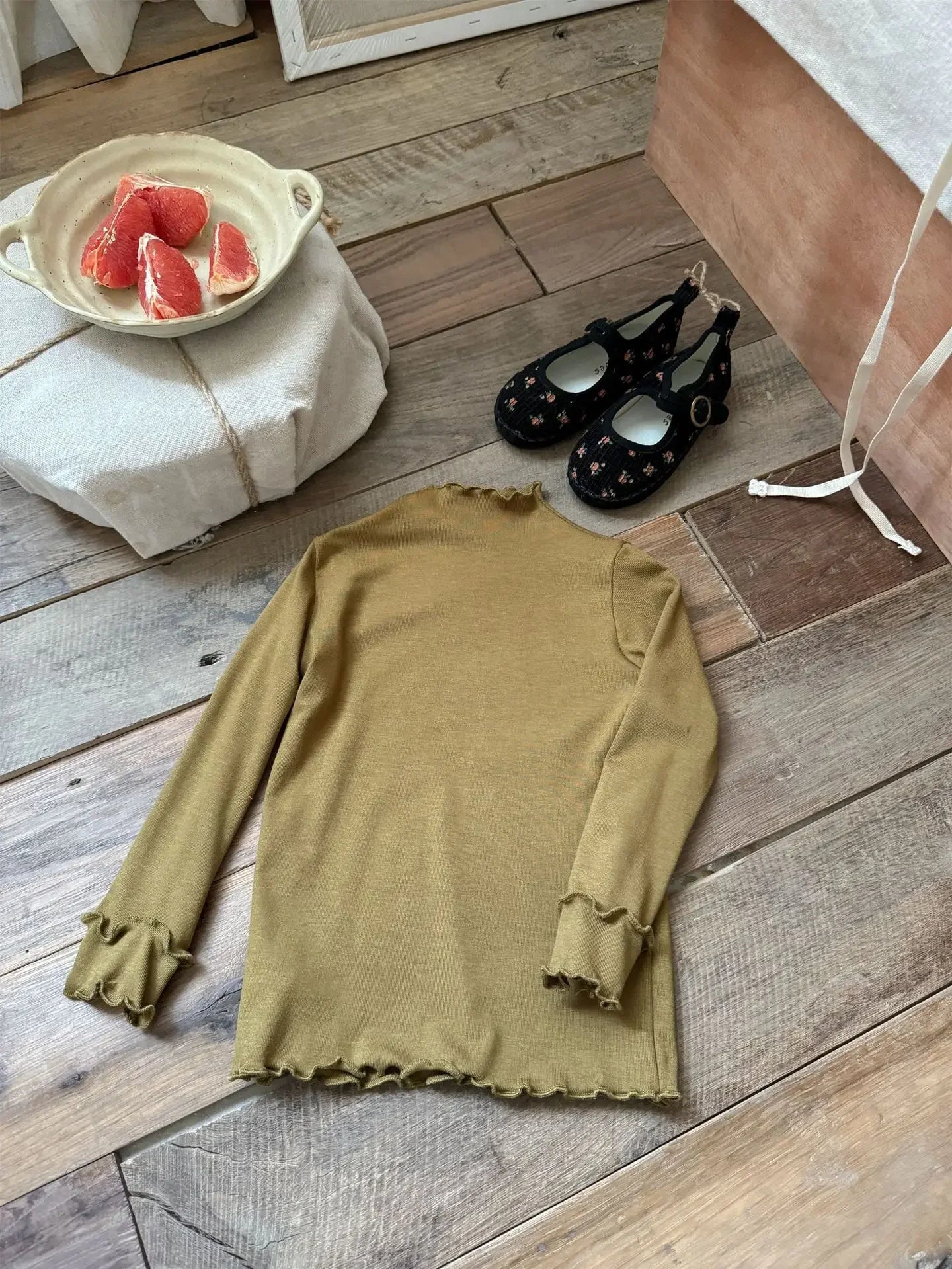 -キッズトップス フリルネックシンプルベーシック長袖Tシャツ 8カラー【mh0007276】 - mamahalo shop - 長袖Tシャツ - べビー服 - 子供服 - 男の子 - 女の子