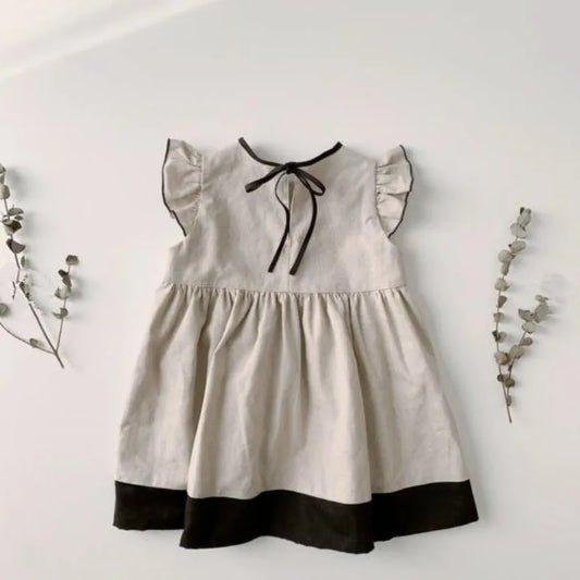 -キッズワンピース フリルスリーブ 半袖 ドレスワンピース バックリボン お出かけ【mh0005141】 - mamahalo shop - 半袖ワンピース - べビー服 - 子供服 - 男の子 - 女の子