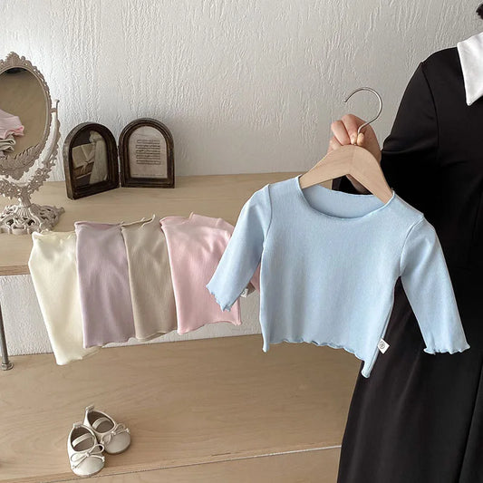 -ベビートップス シンプルベーシックシームレス長袖Tシャツ パステル5カラー【mh0006913】 - mamahalo shop - 長袖Tシャツ - べビー服 - 子供服 - 男の子 - 女の子