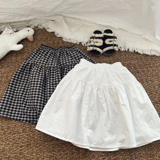 -キッズスカート チェック/無地ミモレ丈Aラインスカート 2カラー【mh-0006770】 - mamahalo shop - スカート - べビー服 - 子供服 - 男の子 - 女の子