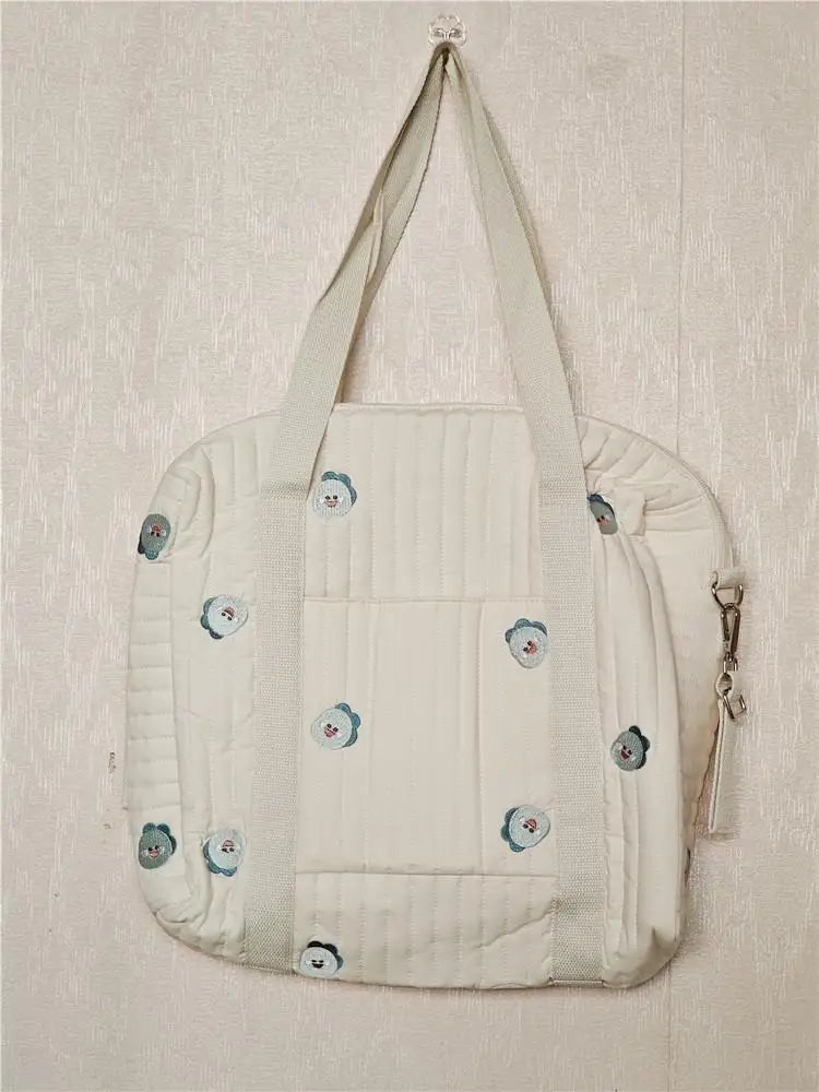 -キルティング くま ベア オリーブ フラワー 刺繍 ショルダー ママバッグ ストローラー ベビーカー - mamahalo shop - マザーズバッグ - べビー服 - 子供服 - 男の子 - 女の子