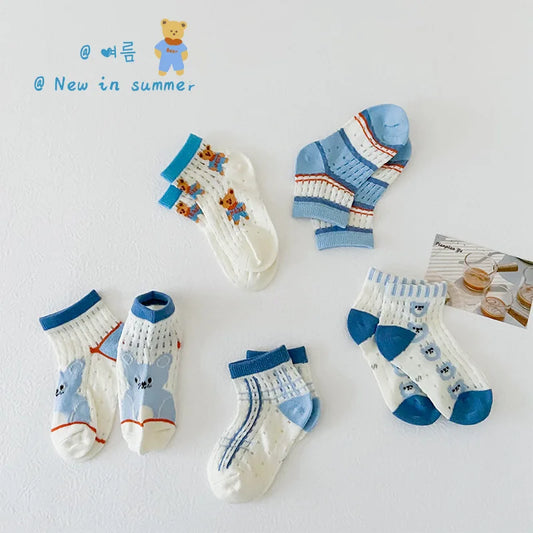 -キッズソックス 靴下5足セット カラフル メッシュ サマーショートソックス【mh0006102】 - mamahalo shop - ベビー用靴下・タイツ - べビー服 - 子供服 - 男の子 - 女の子