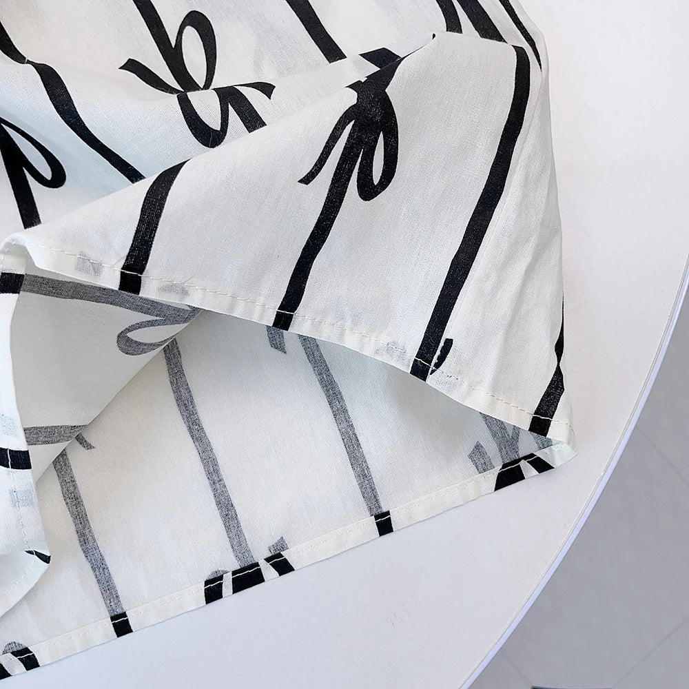 -キッズセットアップ 2点セット バタフライスリーブトップス+リボンプリントワイドルーズパンツ【mh0006129】 - mamahalo shop - ノースリーブセットアップ - べビー服 - 子供服 - 男の子 - 女の子