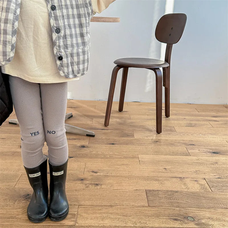 -キッズパンツ YES/NOプリントロゴリブレギンスパンツ 3カラー - mamahalo shop - レギンスパンツ - べビー服 - 子供服 - 男の子 - 女の子