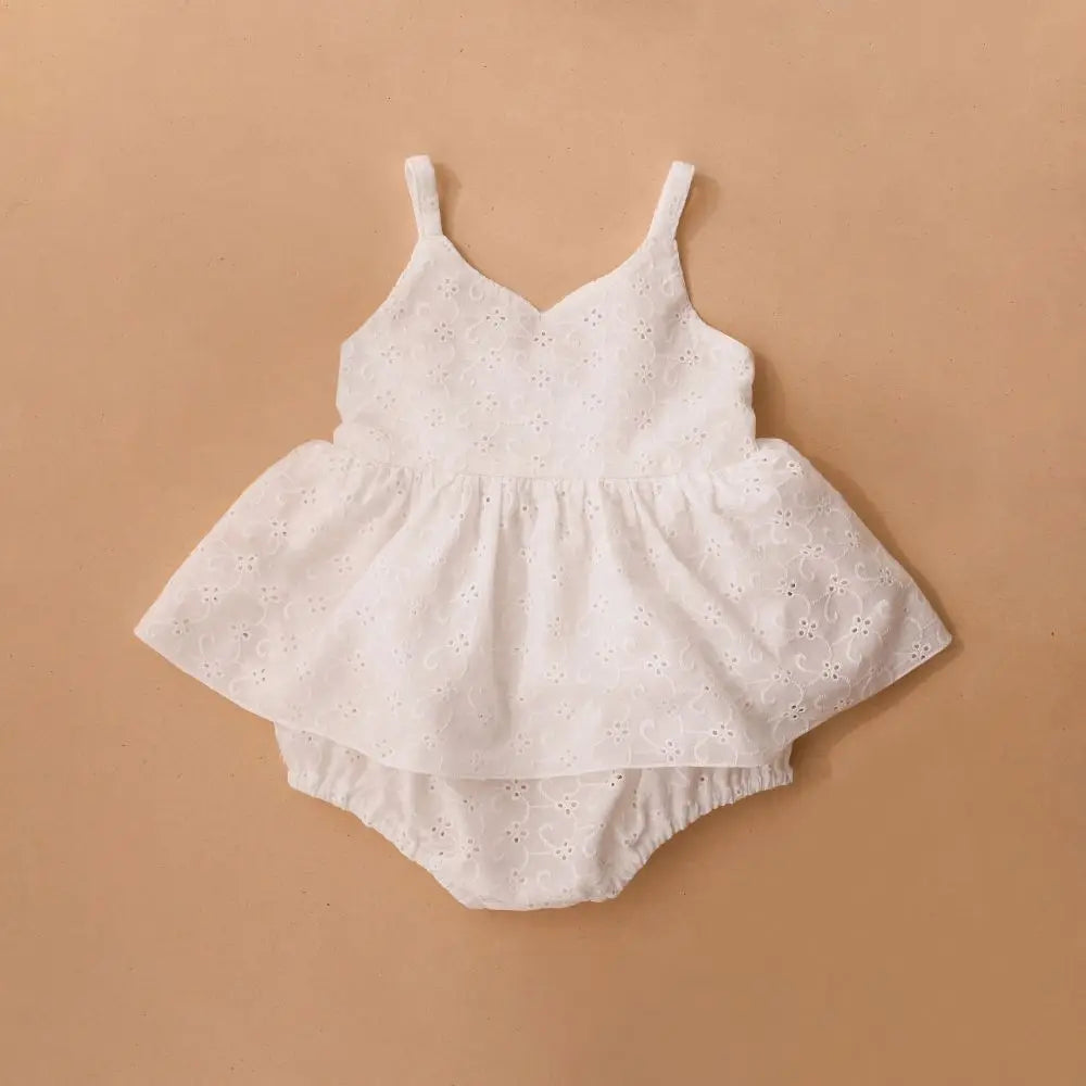 -ベビーロンパース キャミソールスカートボディースーツ 無地/フラワー花柄プリント【mh0005749】 - mamahalo shop - ノースリーブロンパース - べビー服 - 子供服 - 男の子 - 女の子