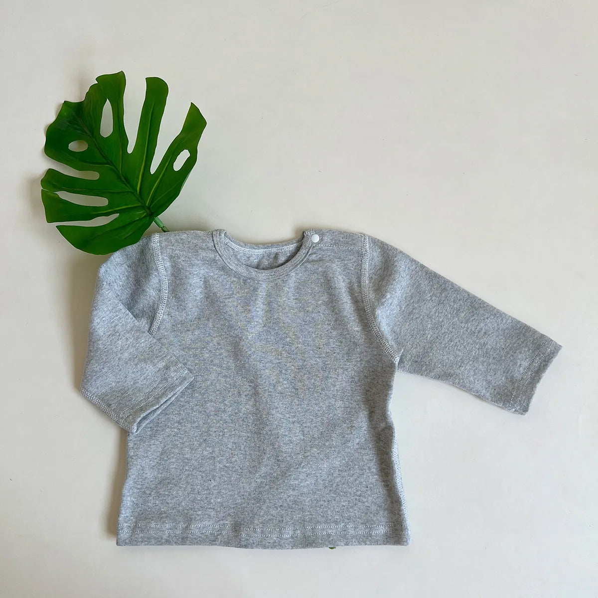 -ベビートップス 無地/ボーダー肩あき長袖Tシャツ シンプルベーシック - mamahalo shop - 長袖Tシャツ - べビー服 - 子供服 - 男の子 - 女の子