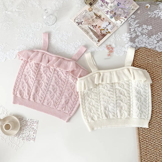 -ベビーキッズトップス ニット キャミソール フリル 2カラー - mamahalo shop - タンクトップ・キャミソール・ノースリーブトップス - べビー服 - 子供服 - 男の子 - 女の子