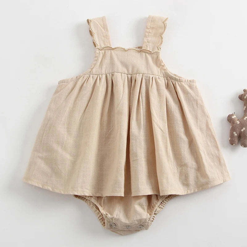 -ベビーロンパース ノースリーブスカートボディスーツ 2カラー【mh0006173】 - mamahalo shop - ノースリーブロンパース - べビー服 - 子供服 - 男の子 - 女の子