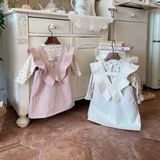 -ベビーワンピース ノースリーブフリルVネックワンピース バックオープン 2カラー【mh0005711】 - mamahalo shop - ノースリーブワンピース - べビー服 - 子供服 - 男の子 - 女の子