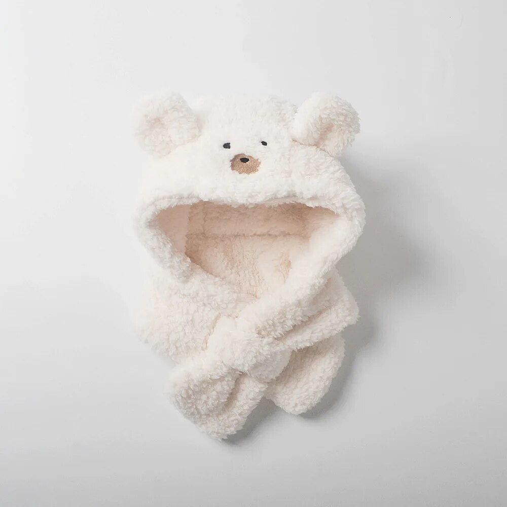 -ベビー キッズ くま ベア 耳付き マフラーキャップ ネックウォーマー 帽子 - mamahalo shop - ベビー用帽子 - べビー服 - 子供服 - 男の子 - 女の子