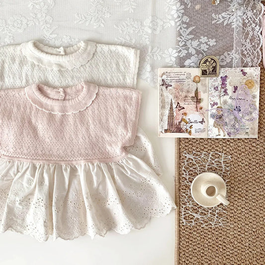 -ベビーキッズトップス ペプラムレース レースニットチュニックブラウス 2カラー - mamahalo shop - 半袖シャツ・ブラウス - べビー服 - 子供服 - 男の子 - 女の子