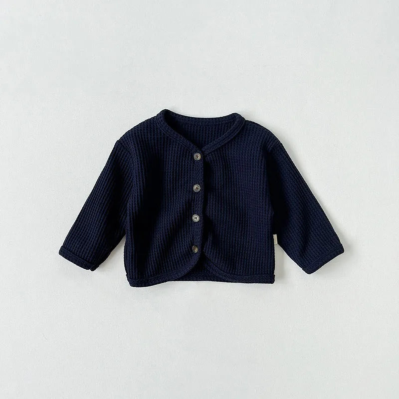 -ベビーカーディガン ワッフル シンプルベーシック カーディガンジャケット 3カラー【mh0004153】 - mamahalo shop - カーディガン・パーカー - べビー服 - 子供服 - 男の子 - 女の子