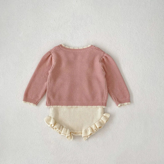 -ベビーカーディガン/ロンパース ニットジャケット/サスペンダーボディスーツ フリル - mamahalo shop - カーディガン・パーカー - べビー服 - 子供服 - 男の子 - 女の子