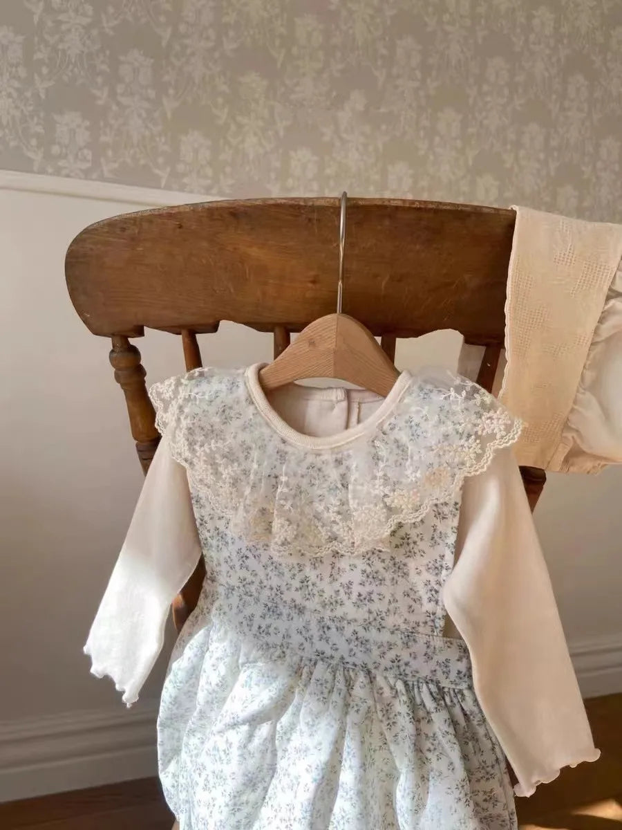 -ベビートップス 長袖Tシャツ レース刺繍襟 アプリコット【mh0006379】 - mamahalo shop - 長袖Tシャツ - べビー服 - 子供服 - 男の子 - 女の子