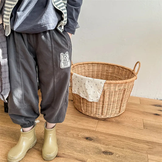 -キッズパンツ スウェットロングパンツ ルーズパンツ ライトグレー/ダークグレー/2カラー - mamahalo shop - ロングパンツ・スウェットパンツ - べビー服 - 子供服 - 男の子 - 女の子