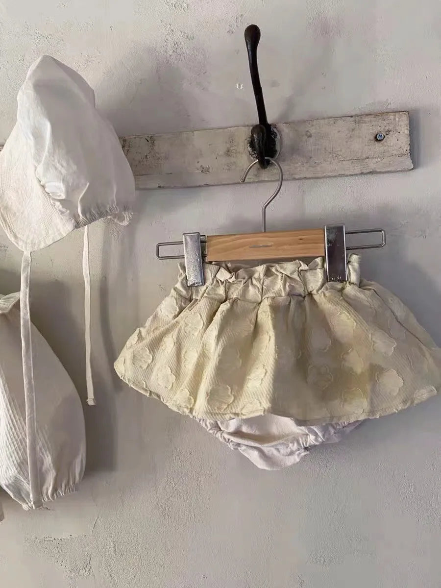 -ベビースカート ブルマパンツ フラワー刺繍 ドッキング ブルマパンツインスカート【mh0006380】 - mamahalo shop - ブルマパンツ - べビー服 - 子供服 - 男の子 - 女の子