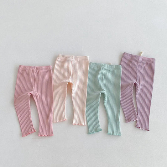 -キッズパンツ パステルアイスカラーシンプルリブレギンスパンツ 4カラー【mh0006831】 - mamahalo shop - レギンスパンツ - べビー服 - 子供服 - 男の子 - 女の子