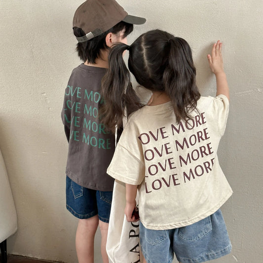 -キッズトップス 半袖Tシャツ ハートLOVEワンポイントロゴ 2カラー - mamahalo shop - 半袖Tシャツ - べビー服 - 子供服 - 男の子 - 女の子