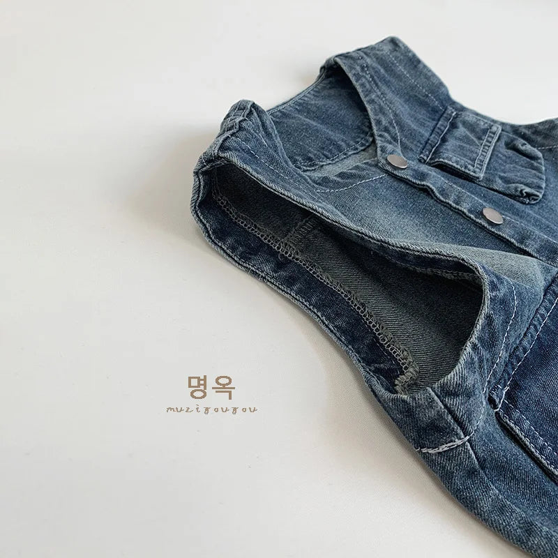 -キッズベスト マルチポケットデニムベストジャケット - mamahalo shop - ベスト - べビー服 - 子供服 - 男の子 - 女の子