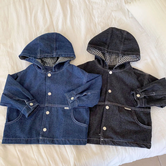 -キッズアウター フーディデニムジャケットコート 2カラー【mh0007120】 - mamahalo shop - ショートコート・ジャケット・ジャンパー - べビー服 - 子供服 - 男の子 - 女の子