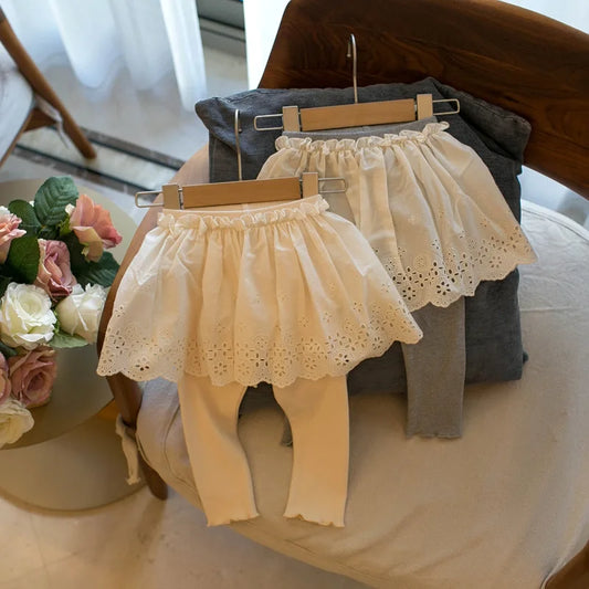 -キッズパンツ レーススカートドッキングレギンスパンツ 2カラー【mh0006921】 - mamahalo shop - レギンスパンツ - べビー服 - 子供服 - 男の子 - 女の子