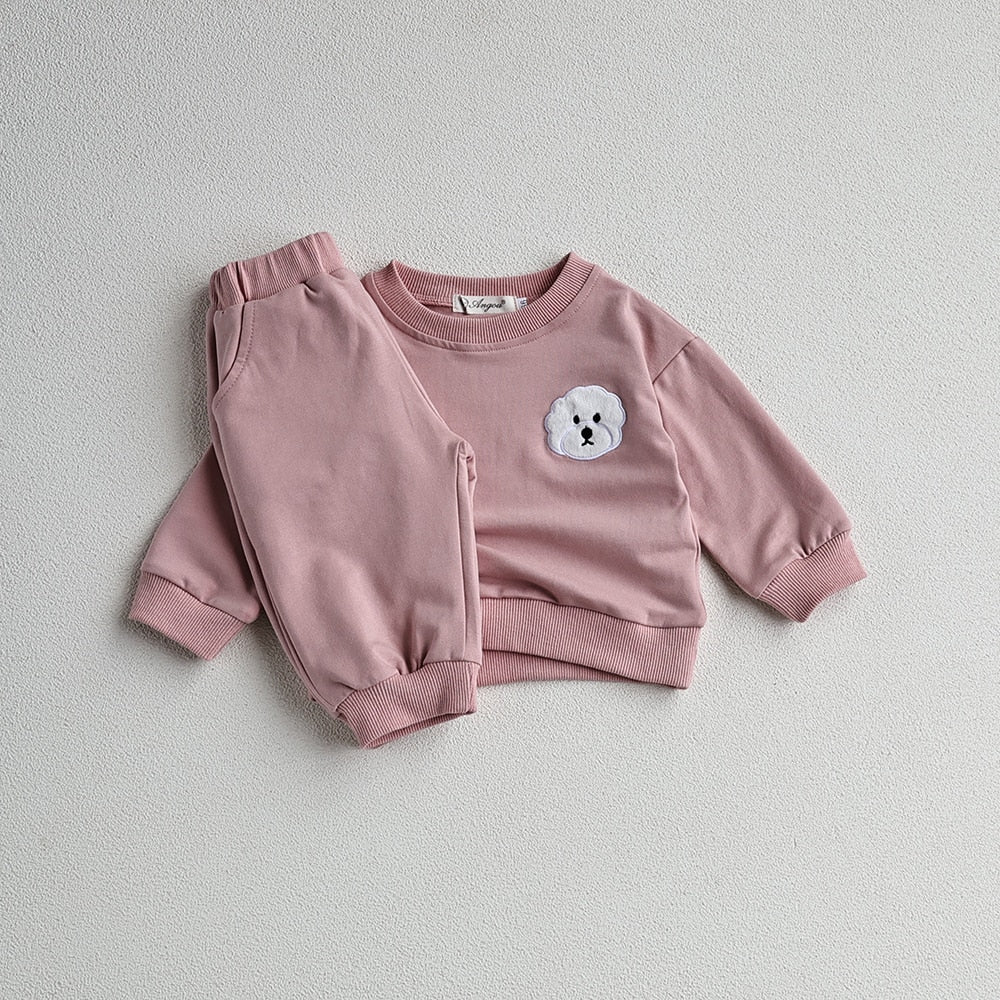 -ベビー キッズ セットアップ アニマル ワッペン スウェットシャツ パンツ 3カラー ユニセックス - mamahalo shop - 長袖セットアップ - べビー服 - 子供服 - 男の子 - 女の子