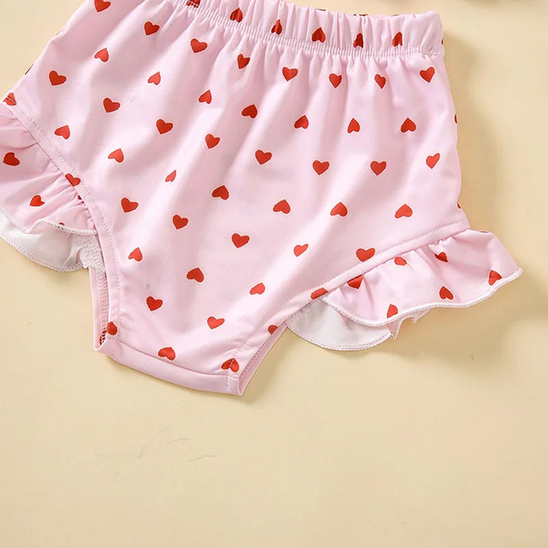 -ベビー水着 帽子セット セパレート ビキニ ピンク ハート スイムウェア【mh0005122】 - mamahalo shop - ベビー用水着 - べビー服 - 子供服 - 男の子 - 女の子