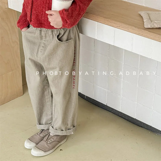 -キッズパンツ レターロゴプリントロングルーズパンツ 2カラー - mamahalo shop - ロングパンツ・スウェットパンツ - べビー服 - 子供服 - 男の子 - 女の子