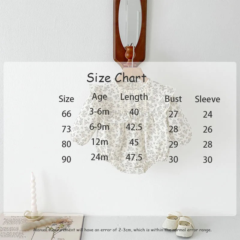 -ベビーロンパース 長袖フリルボディスーツ フラワー花柄プリント レース【mh0004930】 - mamahalo shop - 長袖ロンパース - べビー服 - 子供服 - 男の子 - 女の子