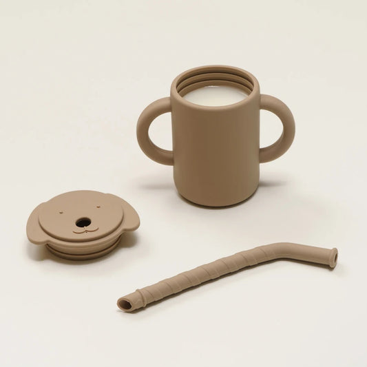 -☺︎ ベビーマグ ストローマグ ハンドル 持ち手付き 象エレファント シリコンカップ - mamahalo shop - ベビーキッズ食器 - べビー服 - 子供服 - 男の子 - 女の子