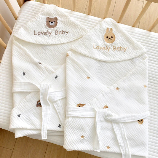 -ベビーブランケット おくるみ スワドル ベアくま うさぎバニー 刺繍 - mamahalo shop - ベビーブランケット・タオル - べビー服 - 子供服 - 男の子 - 女の子