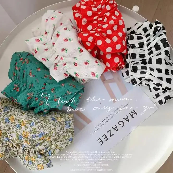 -キッズパンツ サマールーズパンツ パフパンツ チェック/水玉ドット/フラワー花柄プリント 4カラー【mh0006107】 - mamahalo shop - ロングパンツ・スウェットパンツ - べビー服 - 子供服 - 男の子 - 女の子