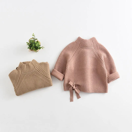 -キッズトップス ロブニットハイネックセーター リボンカットソー - mamahalo shop - ニット・セーター - べビー服 - 子供服 - 男の子 - 女の子