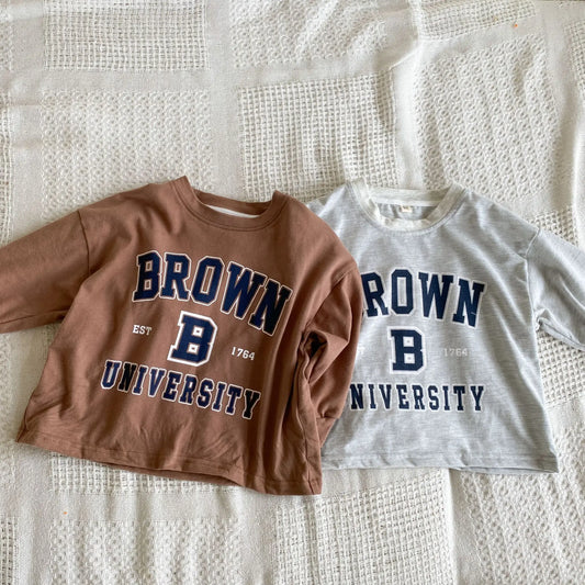 -キッズトップス 長袖アメカジプリントTシャツ レターロゴ2カラー - mamahalo shop - 長袖Tシャツ - べビー服 - 子供服 - 男の子 - 女の子