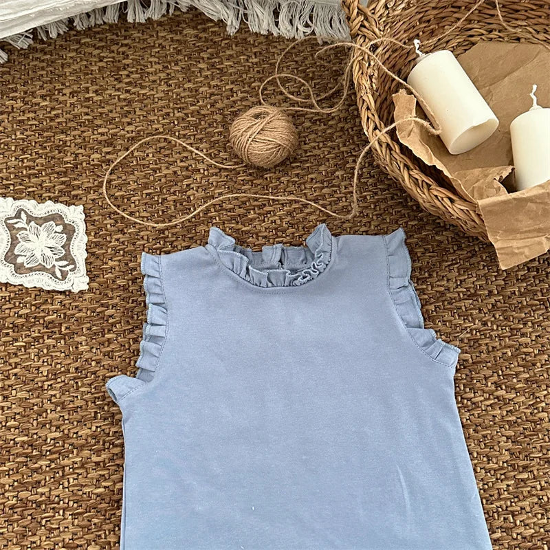 -キッズトップス スタンドフリルカラー ノースリーブトップス 4カラー【mh0006021】 - mamahalo shop - タンクトップ・キャミソール・ノースリーブトップス - べビー服 - 子供服 - 男の子 - 女の子