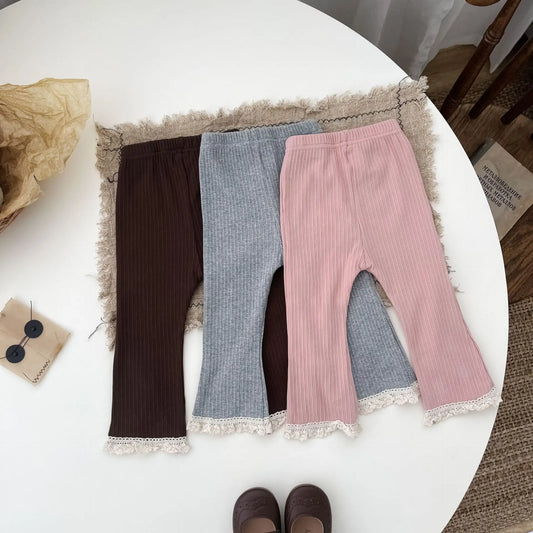 -ベビーパンツ フロントスリット レース フレア レギンスパンツ 3カラー【mh0006345】 - mamahalo shop - レギンスパンツ - べビー服 - 子供服 - 男の子 - 女の子